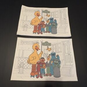 Sesame Street Set of 6 Placemats 13" x 19", Big Bird, Bert, Ernie, Cookie, Oscar